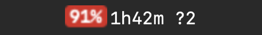 91% 1h42m ?2, 숫자에 빨강 바탕